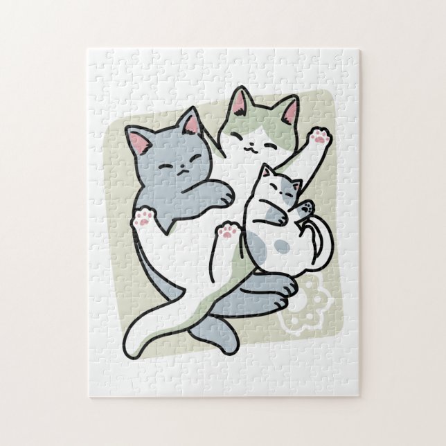 Laze Furr Days - Cute Lazy Cats Design Pussel (Vertikal)