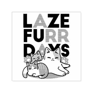 Laze Furr Days - Cute Lazy Cats Design Självfärgande Stämpel