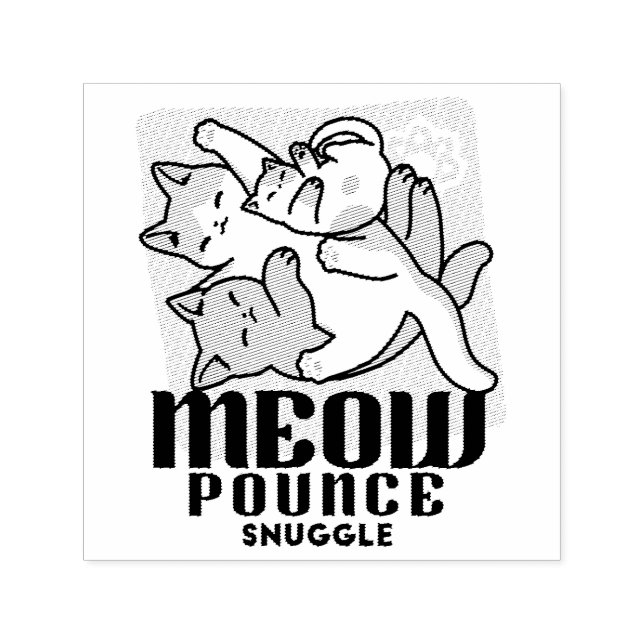 Laze Furr Days - Cute Lazy Cats Design Självfärgande Stämpel (Design)