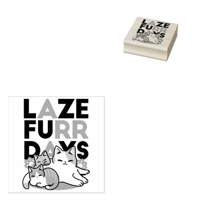 Laze Furr Days - Cute Lazy Cats Design Stämpel (Stämplad)
