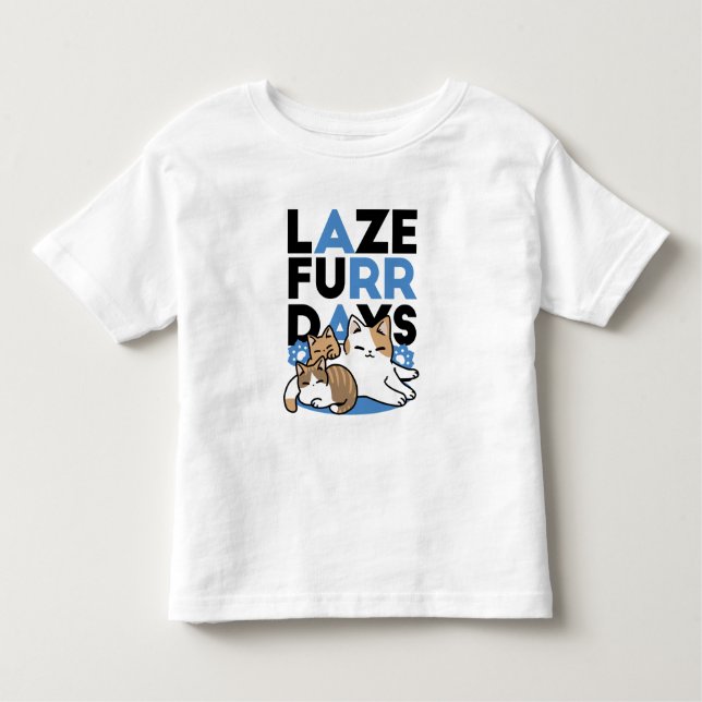 Laze Furr Days - Cute Lazy Cats Design T Shirt (Framsida)