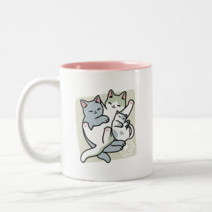 Laze Furr Days - Cute Lazy Cats Design Två-Tonad Mugg