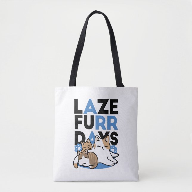Laze Furr Days - Cute Lazy Cats Design Tygkasse (Framsida)