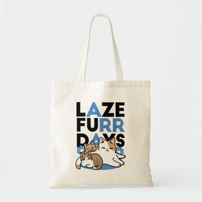 Laze Furr Days - Cute Lazy Cats Design Tygkasse (Framsidan)