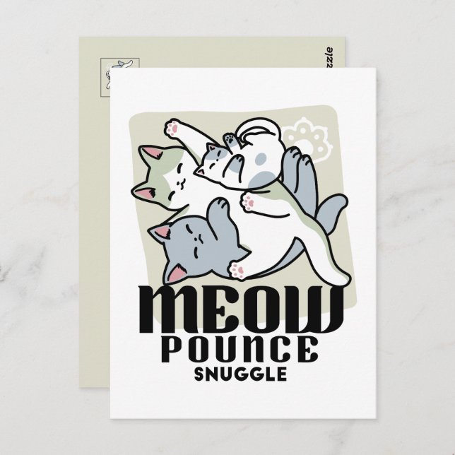 Laze Furr Days - Cute Lazy Cats Design Vykort (Fram/baksida)