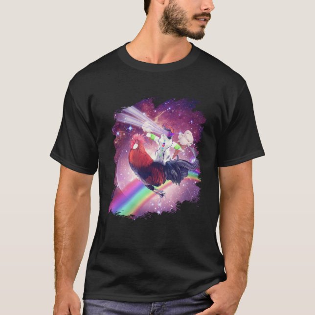 Lazer Rave Space-katt Riding Chicken with Ice Crea T Shirt (Framsida)