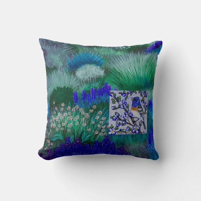 Lazuli Blue Meadow Pillow Kudde (Framsida)
