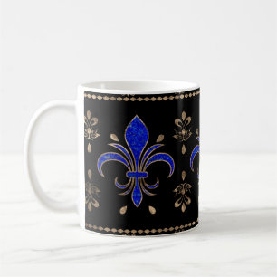 Lazuli Lazuli och guld Fleur-de-lis ornamen Kaffemugg
