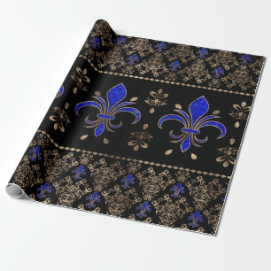 Lazuli Lazuli och guld Fleur-de-lis ornamen Presentpapper