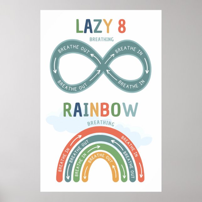 Lazy 8 och Rainbow Breathing Classroom Poster (Framsidan)