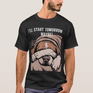 Lazy & Adsible Sleft Hund design T Shirt