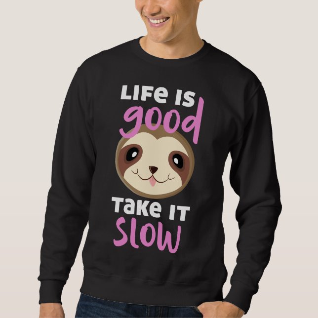 Lazy Adsible Sloth Mönster Lång Ärmad Tröja (Framsida)
