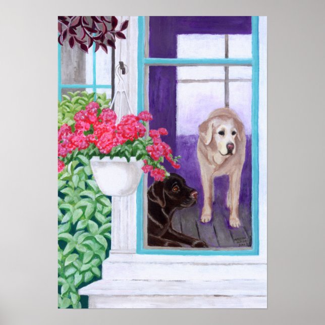 Lazy Aftermiddag Labradors Painting Poster (Framsidan)