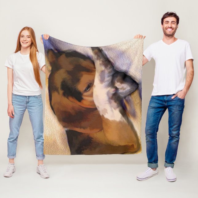 Lazy Beagle Fleece Blanket (På plats)