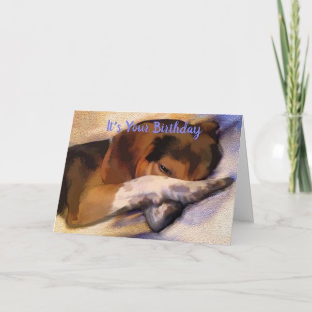 Lazy Beagle-födelsedagskort Kort (Framsida)