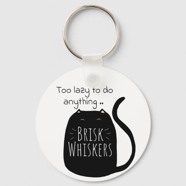 Lazy black cat Keychain Nyckelring (Framsida)