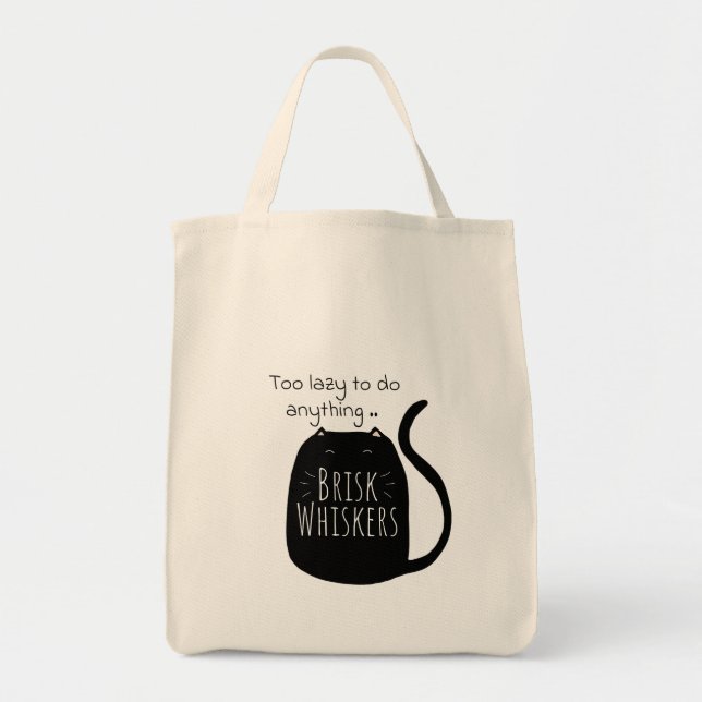  Lazy black cat Tote Bag Tygkasse (Framsidan)
