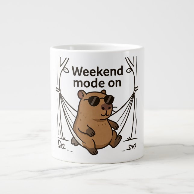 Lazy Capybara Meme Cartoon Sticker Jumbo Mugg (Framsidan)