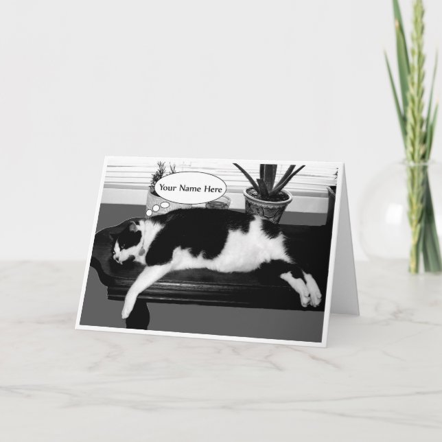 Lazy Cat Birthday Card Kort (Framsida)