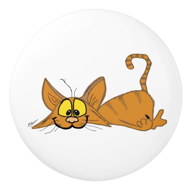 Lazy Cat Ceramic Knob Knopp (Framsidan)