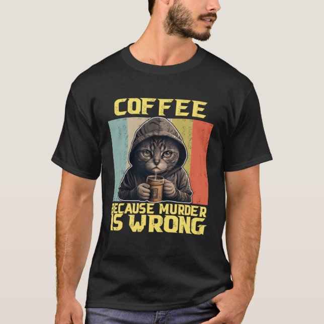 lazy cat coffee because is wrong kitty t shirt (Framsida)