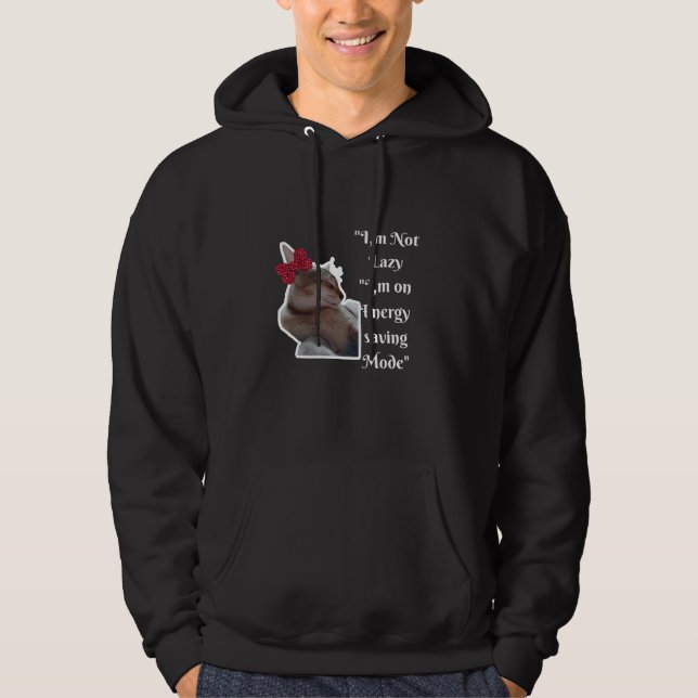 Lazy Cat Energy Saving Mode Art T-Shirt Hoodie (Framsida)