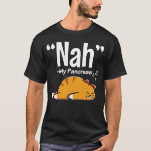 Lazy Cat Funny Pancreas T1D Diabetes T Shirt