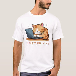 Lazy Cat jobbar bra på bärbara datorer T Shirt