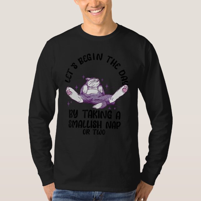 Lazy Cat Laying On Bed   Sarcastic Saying Men Wome T Shirt (Framsida)