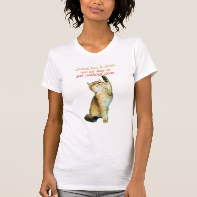 Lazy Cat Lover Funny Cute Cat T Shirt (Framsida)