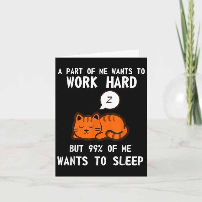Lazy Cat Sleeping Tired Work Motivation Kort (Framsida)