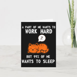 Lazy Cat Sleeping Tired Work Motivation Kort