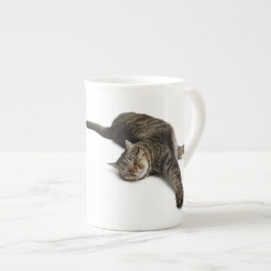 Lazy Cat Stretande Benporslin Mugg