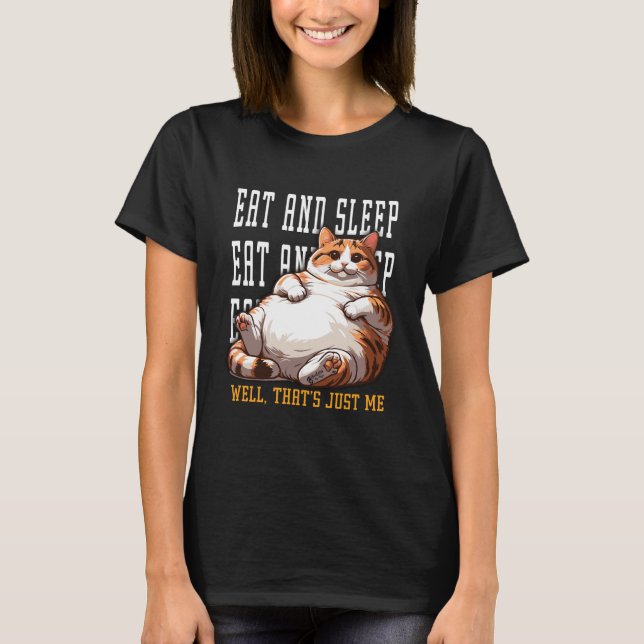 Lazy Cat Women Black T Shirt (Framsida)
