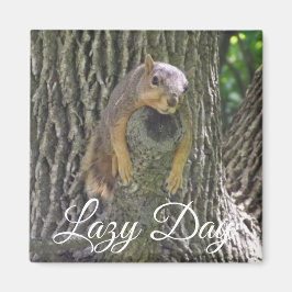 Lazy Day Funny Squirrel sover i Träd Magnet