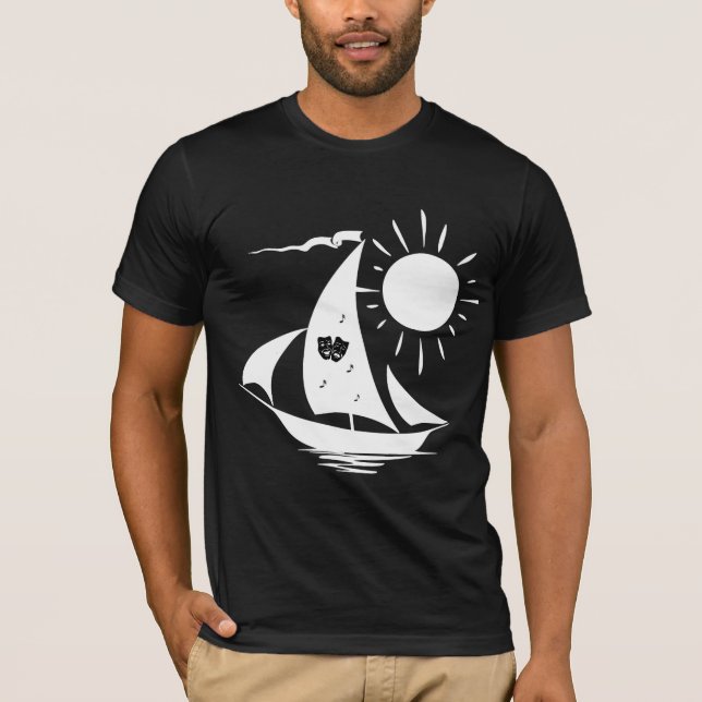 Lazy Day Sailing Theater Music White Sailboat T Shirt (Framsida)