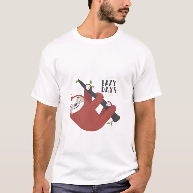 Lazy Days Cute Slog Design T Shirt (Framsida)