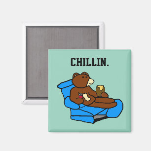 Lazy Easy stol Bear, Funny Chillin’ Pappa Tecknad Magnet