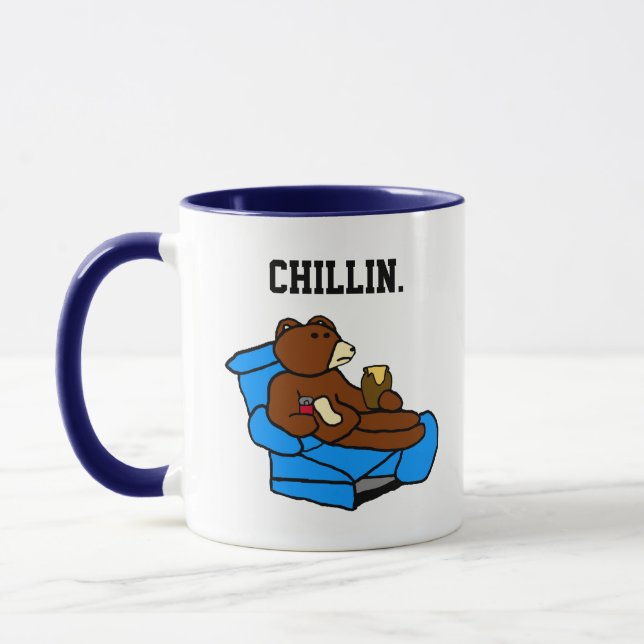 Lazy Easy stol Bear, Funny Chillin’ Pappa Tecknad Mugg (Vänster)