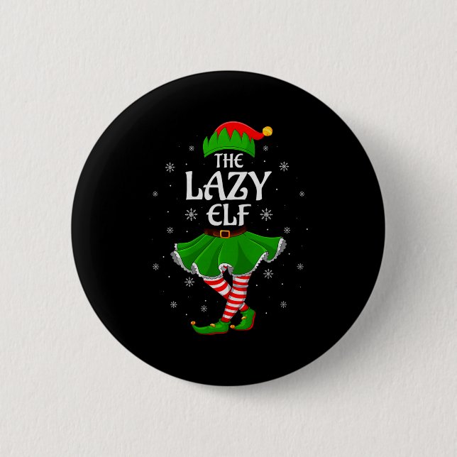 Lazy Elf Christmas Family Girls Women Elf Squad Xm Knapp (Framsida)