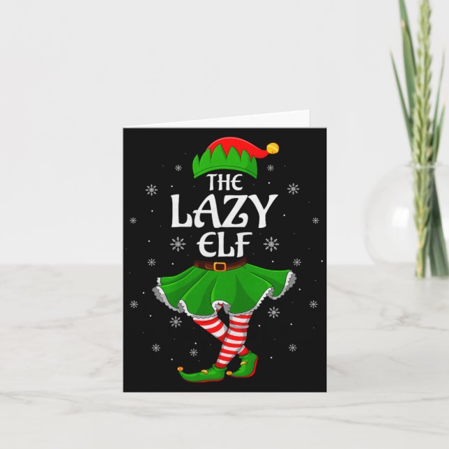 Lazy Elf Christmas Family Girls Women Elf Squad Xm Kort (Framsida)