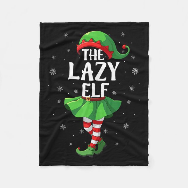 Lazy Elf Christmas Girls Women Elf Squad Xmas Fami Fleecefilt (Framsidan)