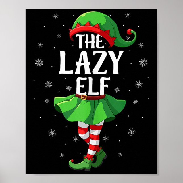 Lazy Elf Christmas Girls Women Elf Squad Xmas Fami Poster (Framsidan)