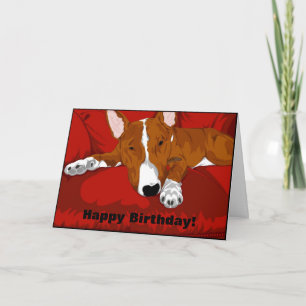 Lazy English Bull Terrier Hund aveln Illustration Kort