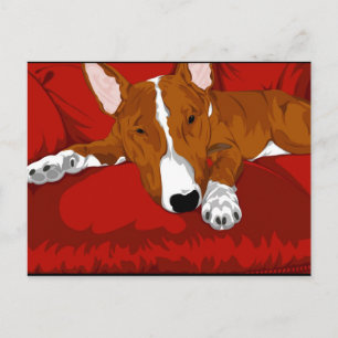 Lazy English Bull Terrier Hund aveln Illustration Vykort