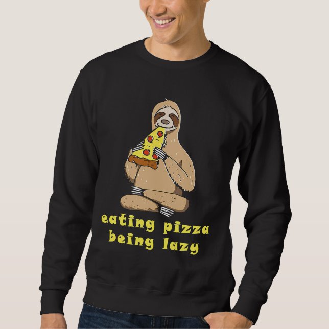 Lazy Fast Food Eating Sloth Eating Lång Ärmad Tröja (Framsida)