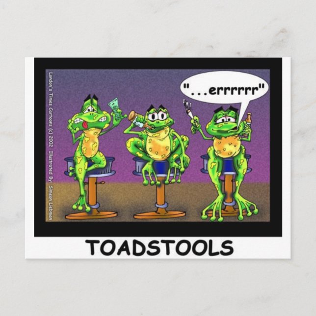 Lazy Frogs alias Toadstools Funny Gifts & Tees Vykort (Framsida)