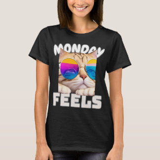 Lazy Funny Cat Måndag Feels T Shirt
