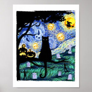 Lazy Halloween Costume Women Manar Scary Black Cat Poster