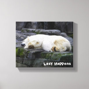 Lazy Happens Polar Bear Canvastryck